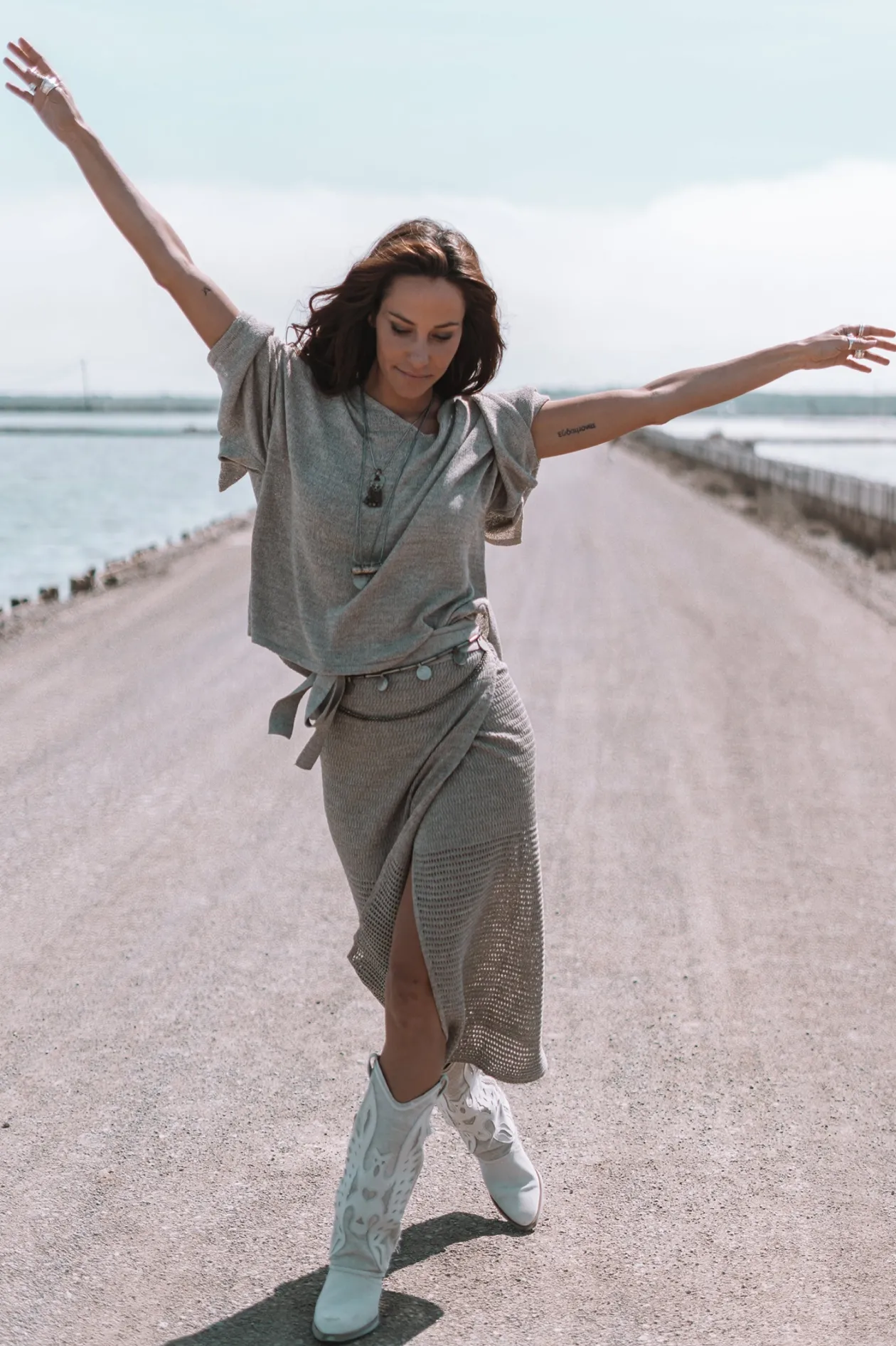 Eve Knitted Wrap Skirt Tender Taupe