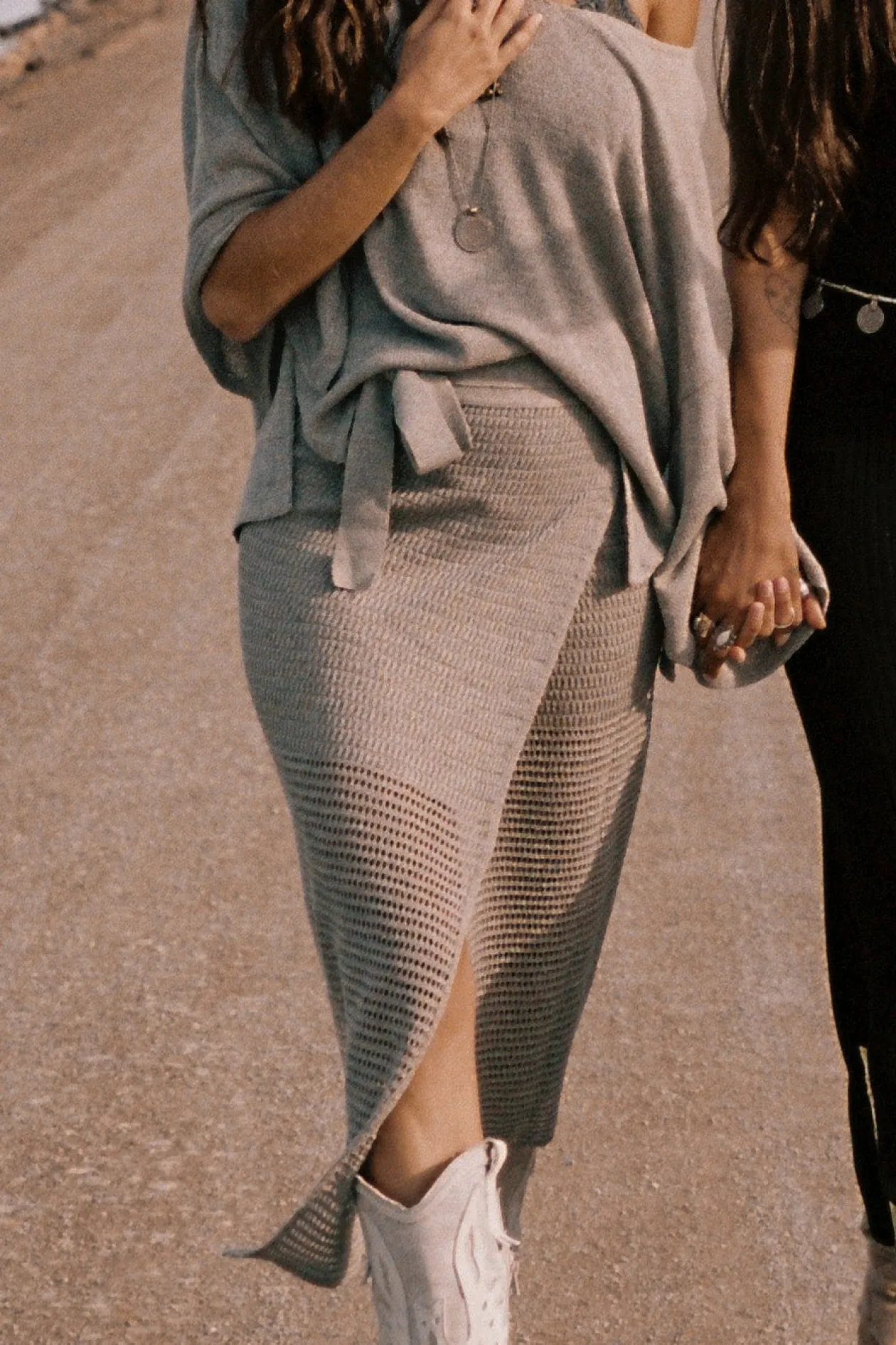 Eve Knitted Wrap Skirt Tender Taupe