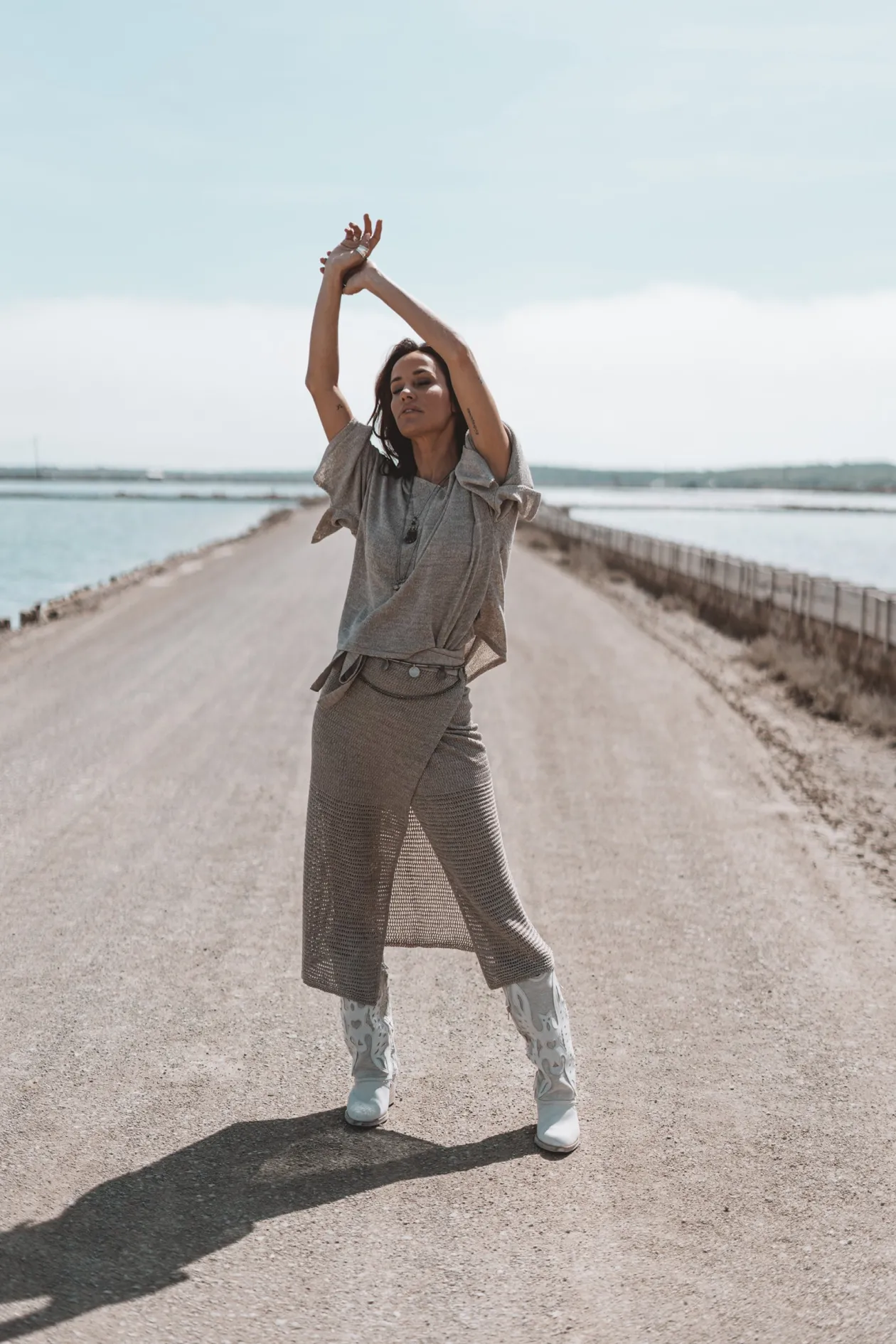 Eve Knitted Wrap Skirt Tender Taupe