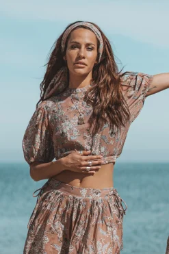 Flora Printed Top Multi Color Old Rose