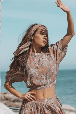 Flora Printed Top Multi Color Old Rose