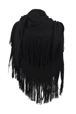 Fringe Scarf Flecos Black