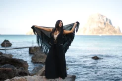 Fringe Scarf Flecos Black