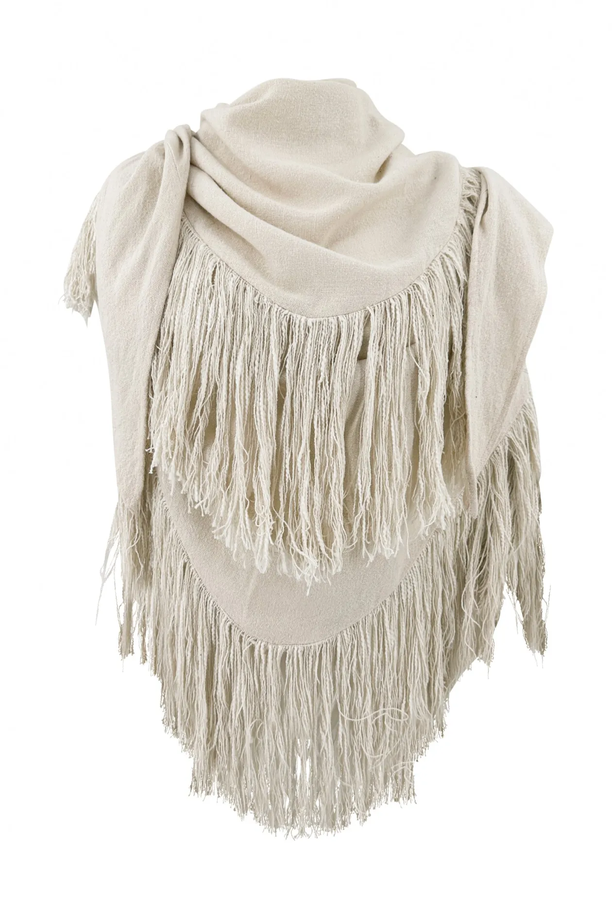 Fringe Scarf Flecos Ecru
