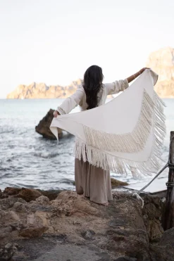Fringe Scarf Flecos Light Taupe