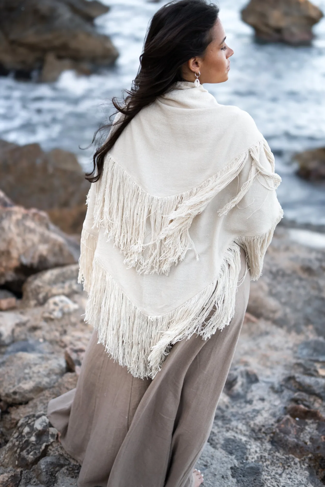Fringe Scarf Flecos Light Taupe