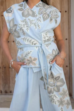 Gilet Vidal Floral Pale blue