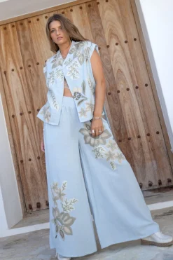 Gilet Vidal Floral Pale blue