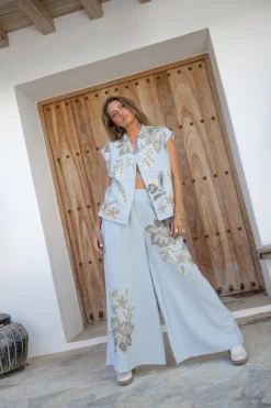 Gilet Vidal Floral Pale blue