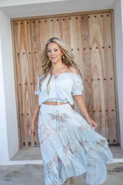 Gypsy Skirt Charlota Pale blue print