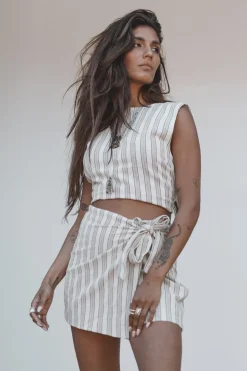 Ivy Striped Top Stripe Beige/Black