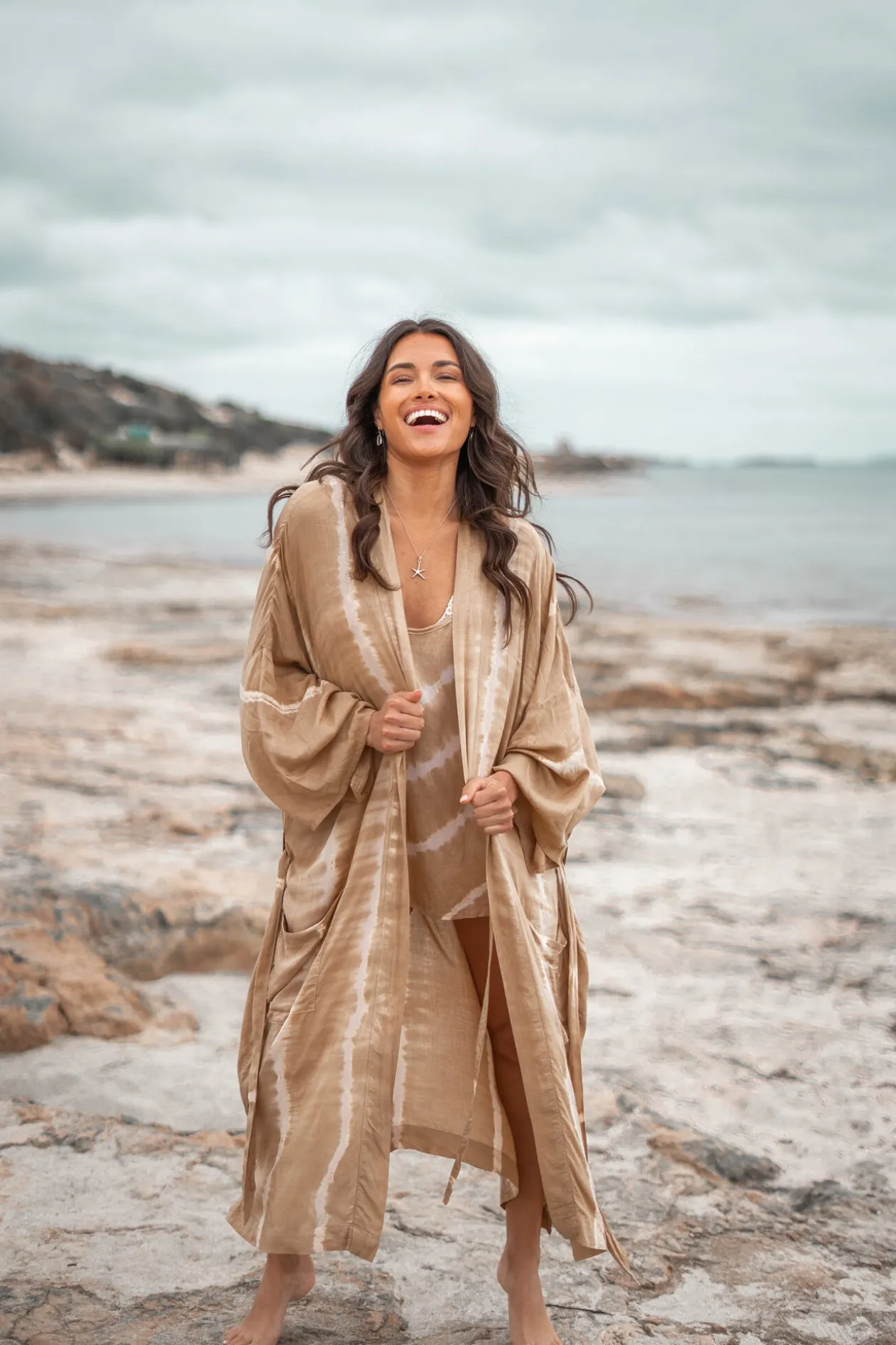 Kimono Jane Tie Dye Sand/Beige