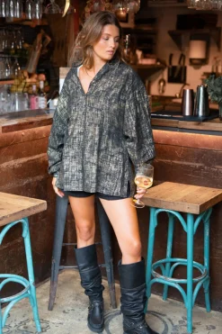 Long Blouse Sparkle Black Gold