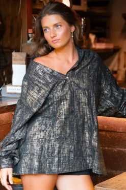 Long Blouse Sparkle Black Gold