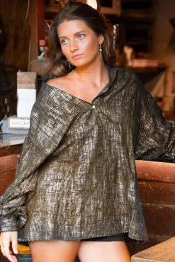 Long Blouse Sparkle Taupe Gold