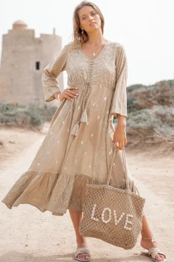 Long Dress Flora Taupe