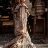 Long Dress Ruffle Sparkle Taupe Gold
