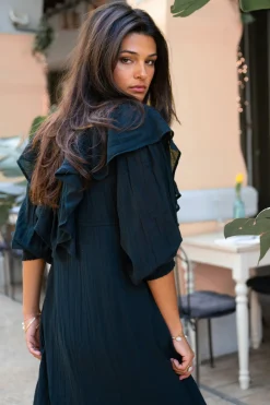 Long Dress Ruffle Sparkle Black