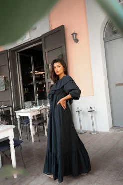 Long Dress Ruffle Sparkle Black