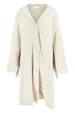 Long Fringe Jacket Spirit Light Sand Plain