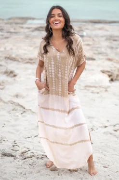 Long Kaftan Noa Tie Dye Powder/ Sand