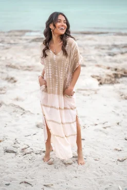 Long Kaftan Noa Tie Dye Powder/ Sand