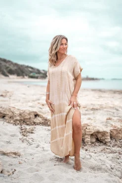 Long Kaftan Noa Tie Dye Sand/ Beige