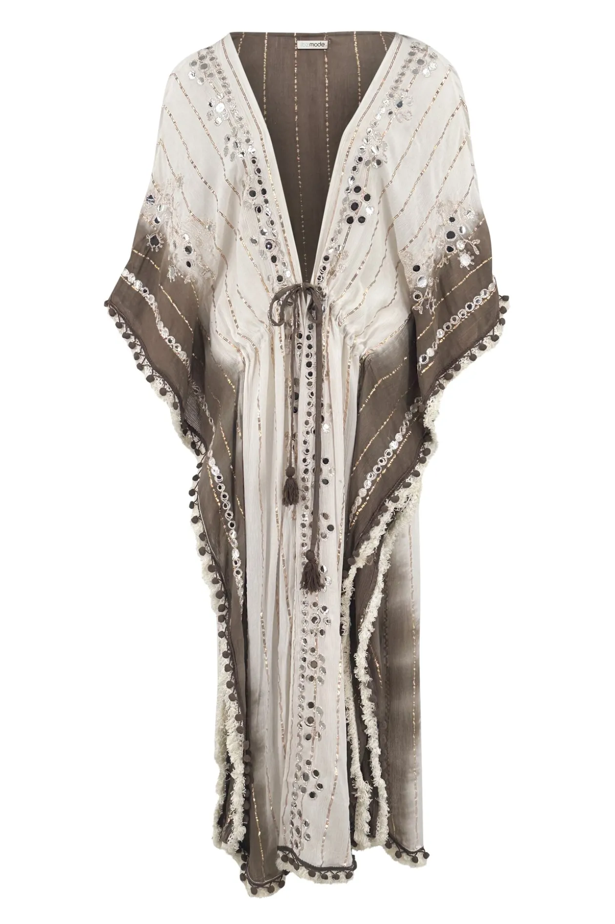 Long Kimono Aine Lurex Beige/Brown