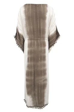 Long Kimono Aine Lurex Beige/Brown