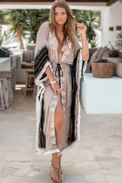 Long Kimono Aine Lurex Black Sand