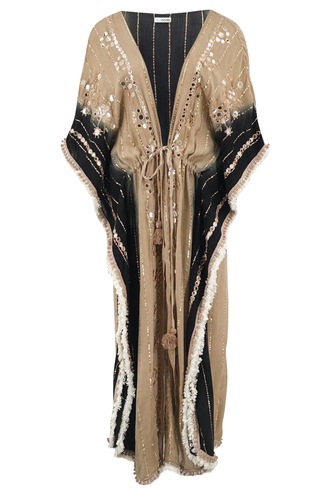 Long Kimono Aine Lurex Black Sand