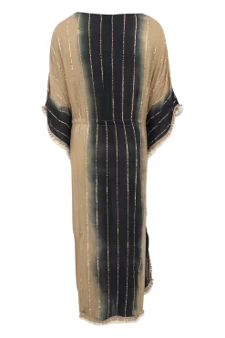 Long Kimono Aine Lurex Black Sand