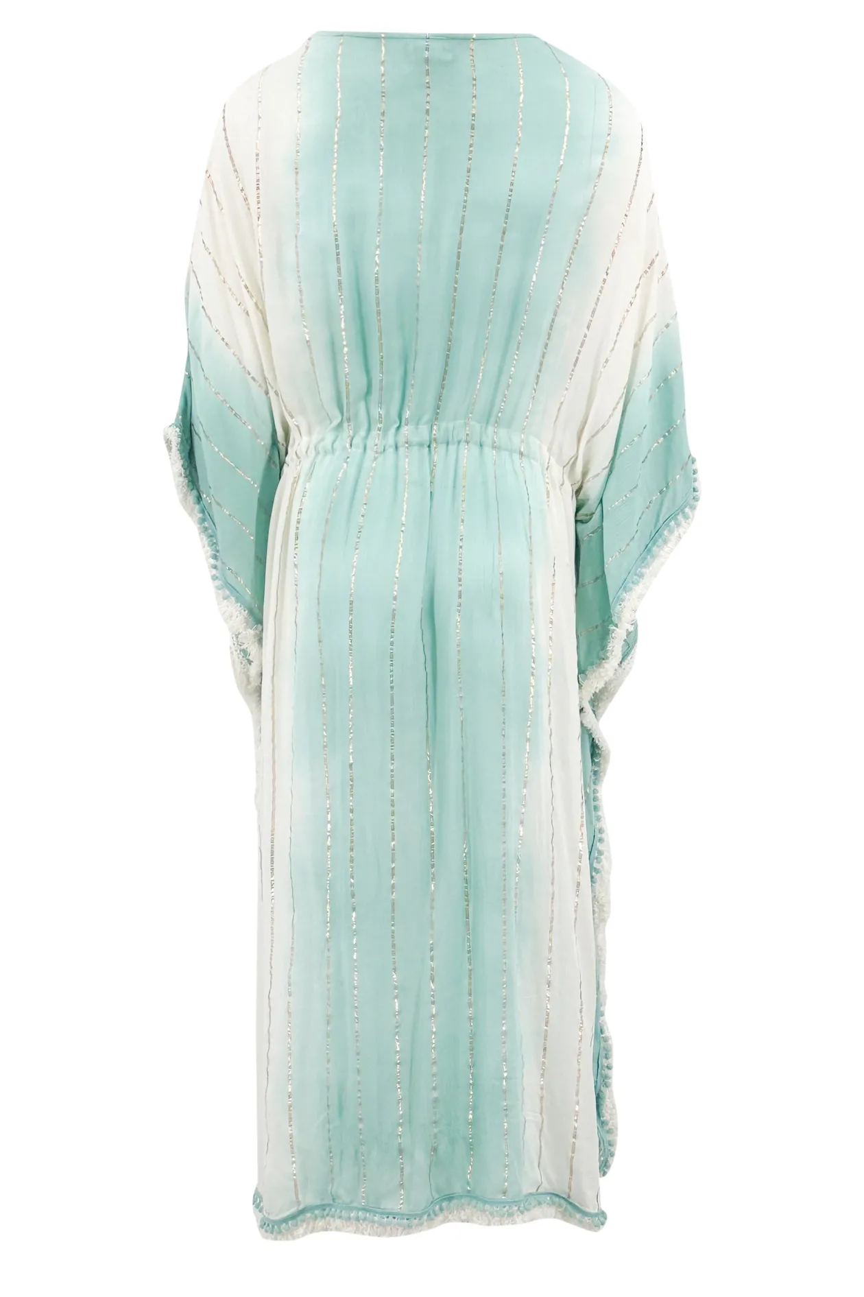 Long Kimono Aine Lurex White Aqua