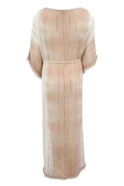 Long Kimono Aine Lurex White Beige