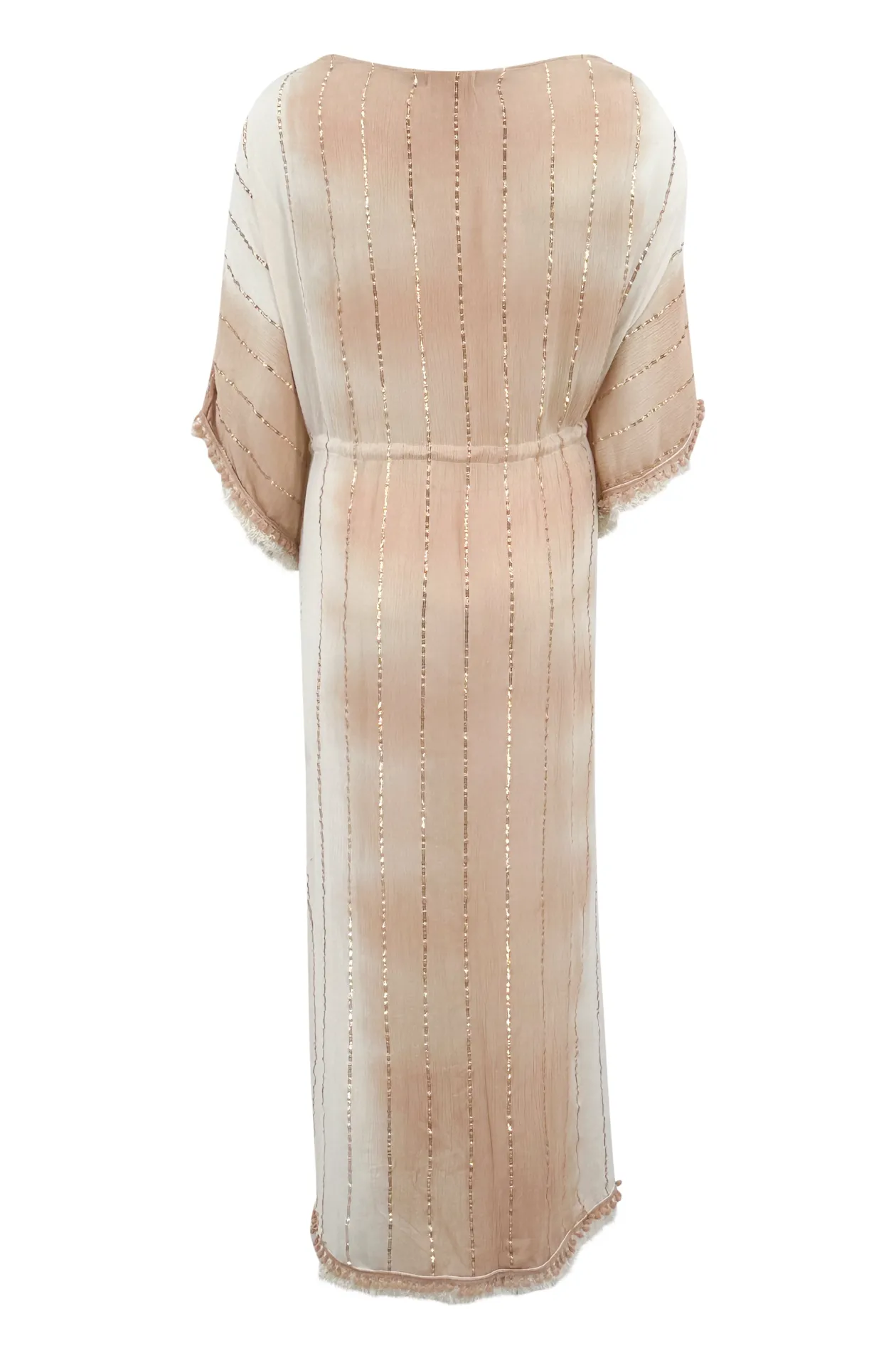 Long Kimono Aine Lurex White Beige