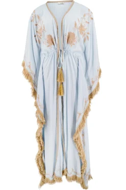 Long Kimono Fringe Fresco Pale Blue
