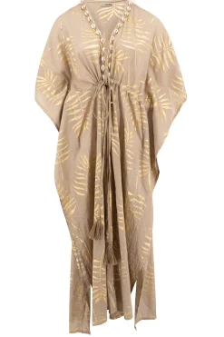 Long Kimono Leafy Taupe