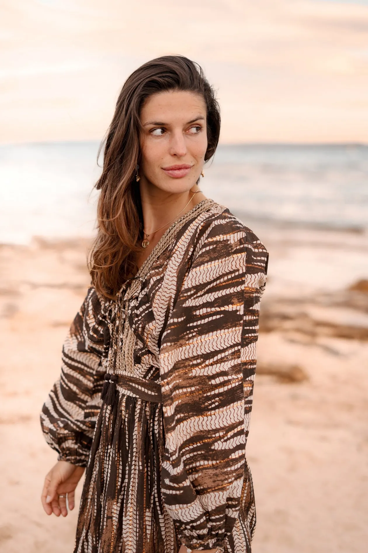 Maxi Dress Emika Brown Print