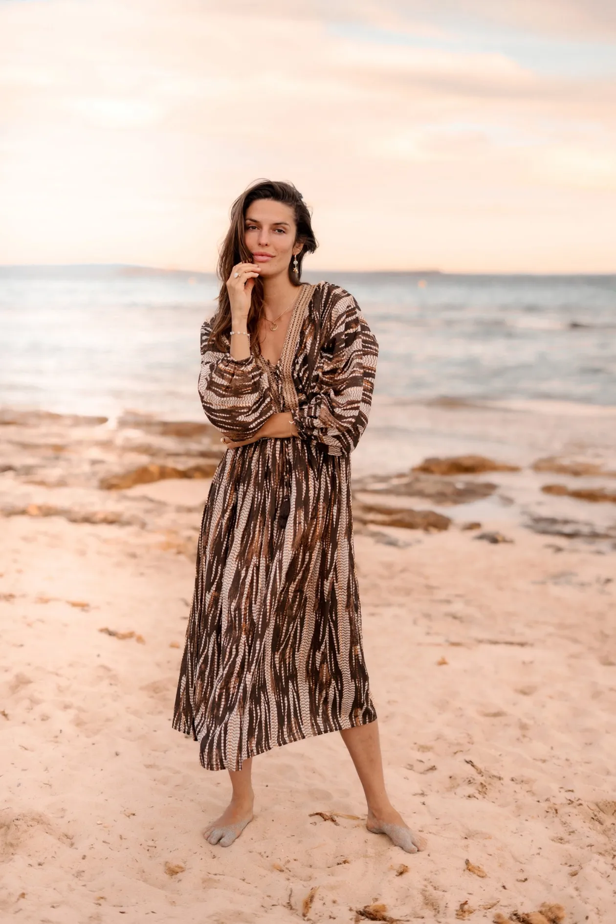 Maxi Dress Emika Brown Print