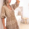 Maxi Dress Glorio Cuadros Taupe