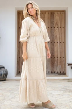 Maxi Dress Glorio Cuadros Sand