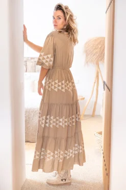 Maxi Dress Glorio Cuadros Taupe