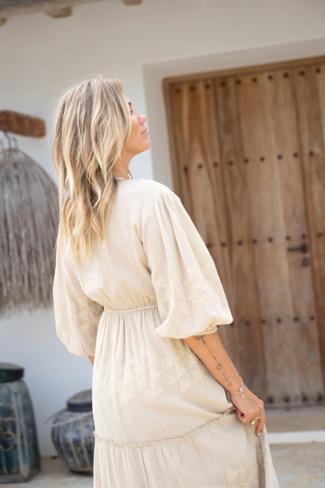 Maxi Dress Glorio Cuadros Sand