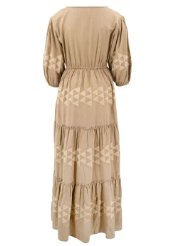 Maxi Dress Glorio Cuadros Taupe
