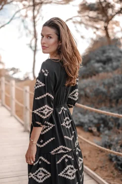 Maxi Dress Ida Ethnic Black Print