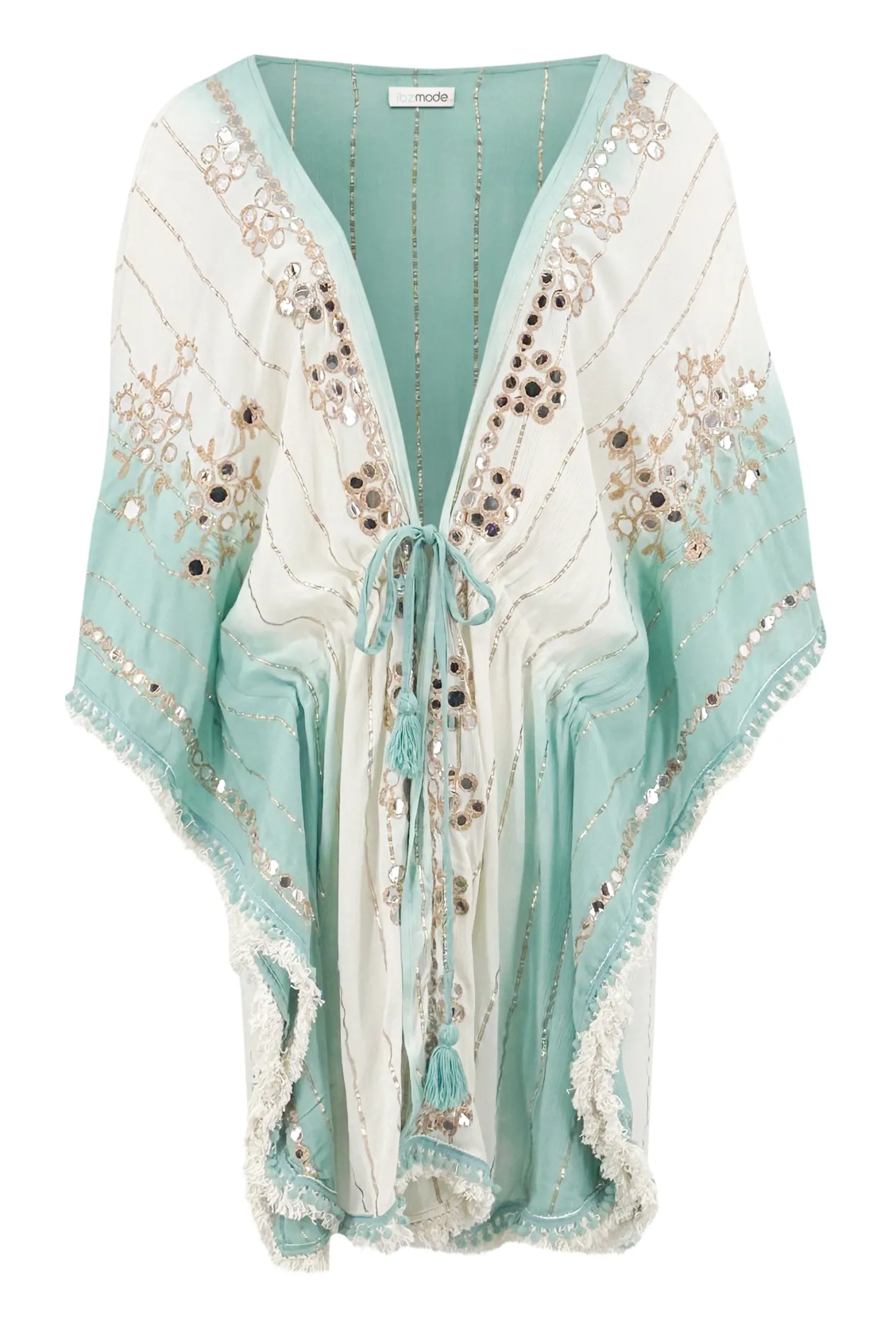 Midi kimono White Aqua