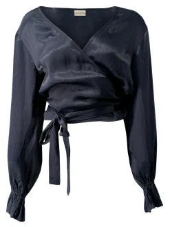 Noor satin wrap top