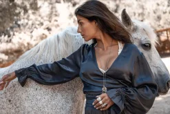 Noor satin wrap top