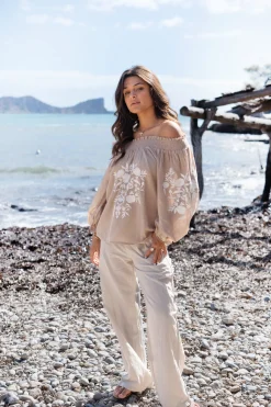 Pantalon Agar Bordado Light taupe