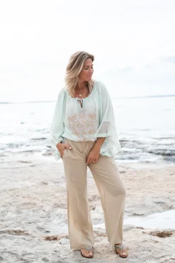 Pantalon Agar Bordado Sand